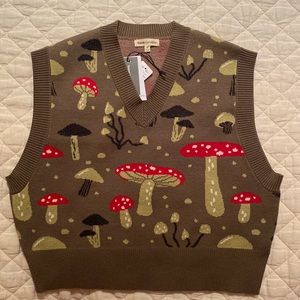 Sweater vest with mushrooms
